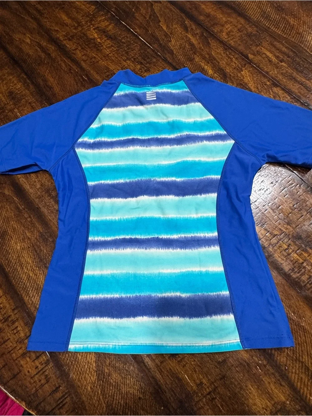 Lands' End Girls' Blue & Aqua Striped Rash Guard